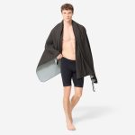 حوله نابایجی مایکروفایبر دکتلون Nabaiji Microfiber Towel - XL Length - Black/Gray striped - 110 × 175 cm