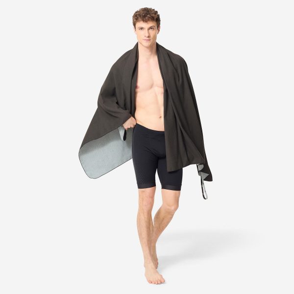 حوله نابایجی مایکروفایبر دکتلون Nabaiji Microfiber Towel - XL Length - Black/Gray striped - 110 × 175 cm - تصویر 1