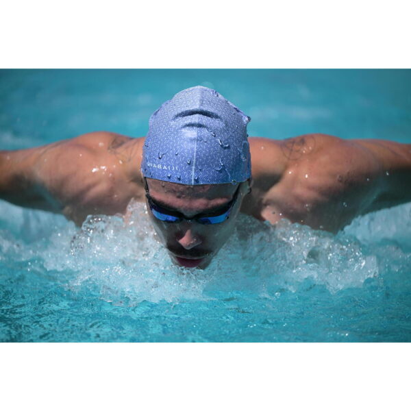 کلاه شنا نابایجی - دکتلون Nabaiji Silicone Swim Cap - White/Blue - Standard Size - Geo - تصویر 4