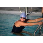 کلاه شنا نابایجی - دکتلون Nabaiji Silicone Swim Cap - White/Blue - Standard Size - Geo - تصویر 5