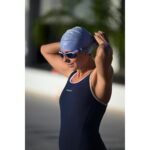 کلاه شنا نابایجی - دکتلون Nabaiji Silicone Swim Cap - White/Blue - Standard Size - Geo - تصویر 6