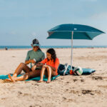 سایبان ساحلی دکتلون Decathlon Square Beach Umbrella - SPF50+ - 1 Persons - Blue/Floral Patterned - Paruv 125 - تصویر 2