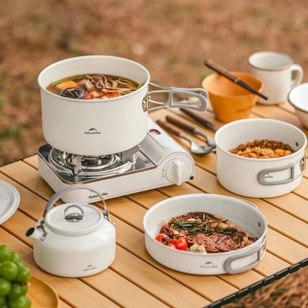 ست ظروف نیچرهایک - قابلمه، ماهیتابه، کتری سرامیکی Naturehike Ceramic Non-Stick Pot Set 4-7 People - CNK2450CF013 - تصویر 2