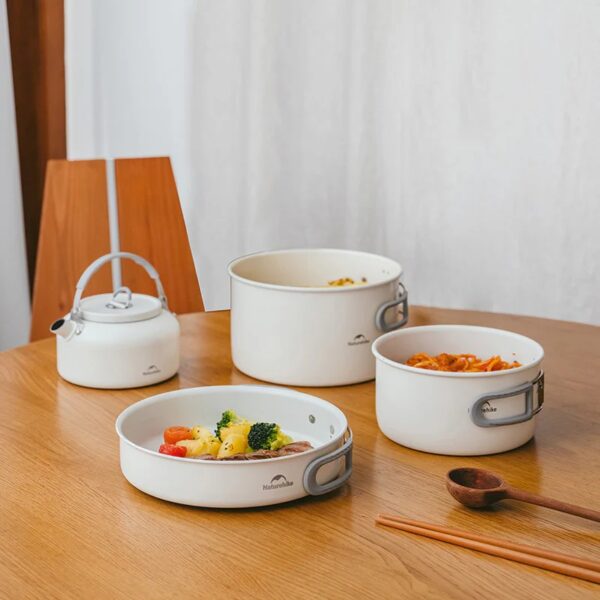ست ظروف نیچرهایک - قابلمه، ماهیتابه، کتری سرامیکی Naturehike Ceramic Non-Stick Pot Set 4-7 People - CNK2450CF013 - تصویر 5