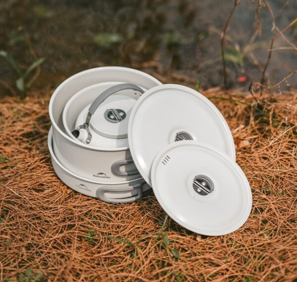ست ظروف نیچرهایک - قابلمه، ماهیتابه، کتری سرامیکی Naturehike Ceramic Non-Stick Pot Set 4-7 People - CNK2450CF013 - تصویر 14