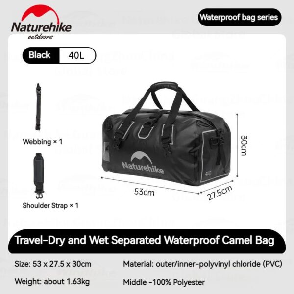 کیف حمل بار نیچرهایک - درای بگ 40 لیتری Naturehike Waterproof travel Carrying Bag with divider - 40L - CNK2450XB015 - تصویر 3