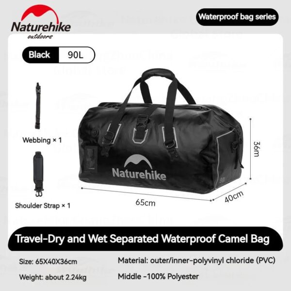 کیف حمل بار نیچرهایک - درای بگ 90 لیتری Naturehike Waterproof travel Carrying Bag with divider - 90L - CNK2450XB015 - تصویر 7