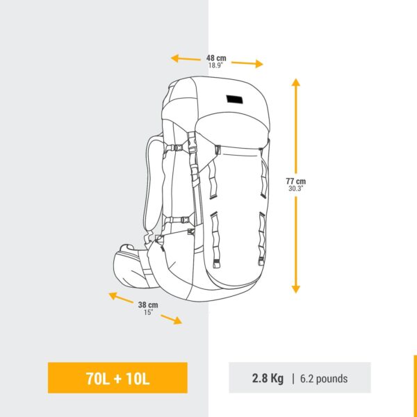 کوله پشتی کوهنوردی سیموند 70 + 10 لیتری Simond Men's Outdoor Trekking Backpack - 70+10 L - MT900 Symbium - تصویر 7