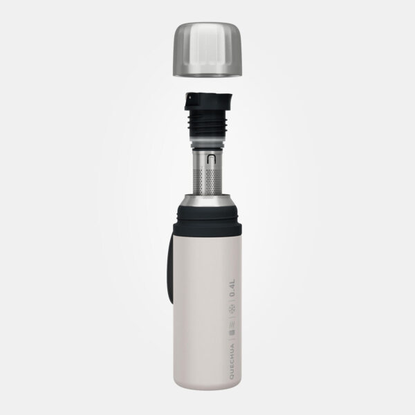 فلاسک کچوا با فیلتر چای 0.4 لیتر Quechua Stainless Steel Thermos with Tea Filter - Stainless Steel - Quick Lid - 0.4 L - MH900 - تصویر 1