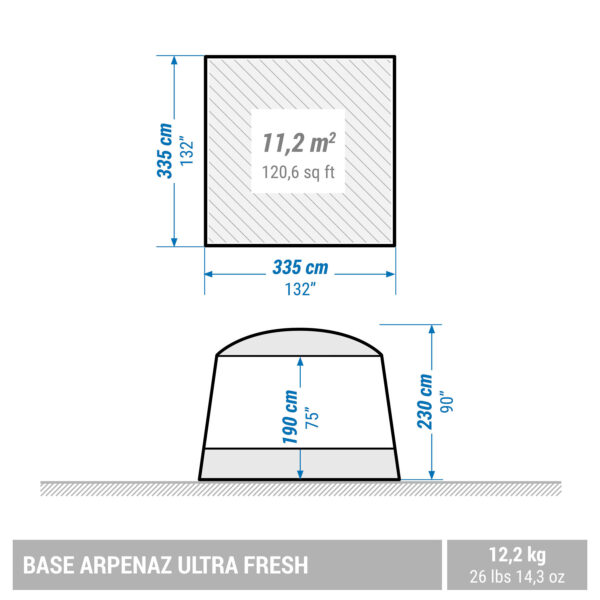 چادر و سایبان کچوا - کنوپی 10 نفره آرپناز Quechua Camping Living Room with poles - 10 Person Canopy - Arpenaz Base Ultrafresh - تصویر 5