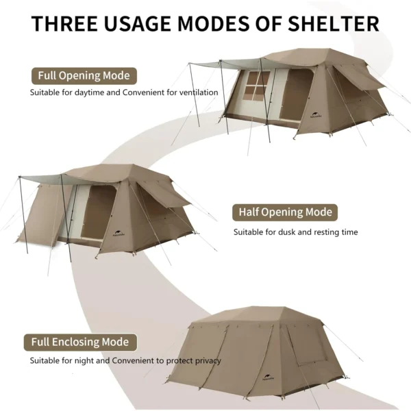 چادر نیچرهایک اتومات - 8 نفره کمپینگ - سری کلاسیک Naturehike Village 13 8-Person Instant Tent - CNH22ZP004.C - تصویر 10