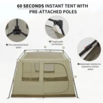 چادر نیچرهایک اتومات - 8 نفره کمپینگ - سری کلاسیک Naturehike Village 13 8-Person Instant Tent - CNH22ZP004.C - تصویر 12