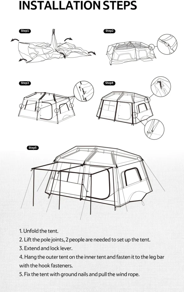 چادر نیچرهایک اتومات - 8 نفره کمپینگ - سری کلاسیک Naturehike Village 13 8-Person Instant Tent - CNH22ZP004.C - تصویر 17