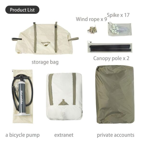 چادر نیچرهایک بادی - 4 نفره کمپینگ Naturehike Ridge Village 8.5 AIR Inflatable Tent - cnk2300zp019 - تصویر 14