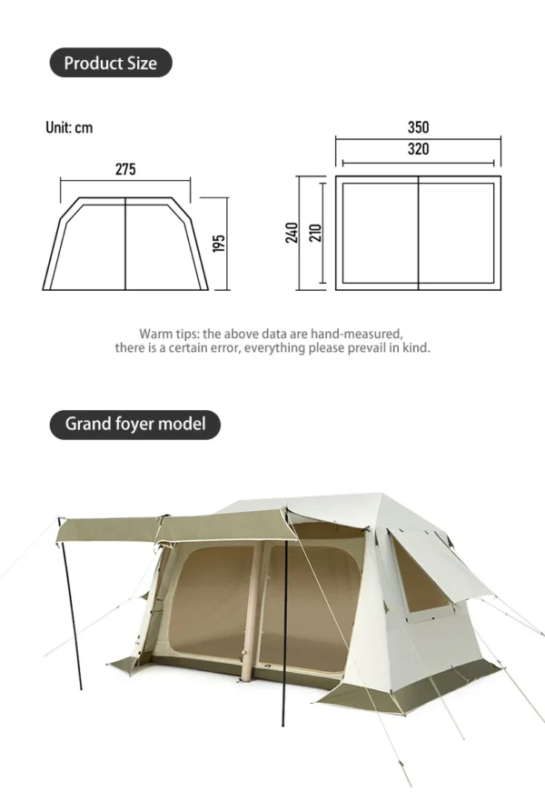 چادر نیچرهایک بادی - 4 نفره کمپینگ Naturehike Ridge Village 8.5 AIR Inflatable Tent - cnk2300zp019 - تصویر 18