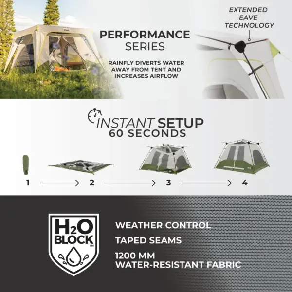 چادر کر اتومات - 4 نفره کمپینگ Core 4 Person Instant Cabin Performance Tent - تصویر 11