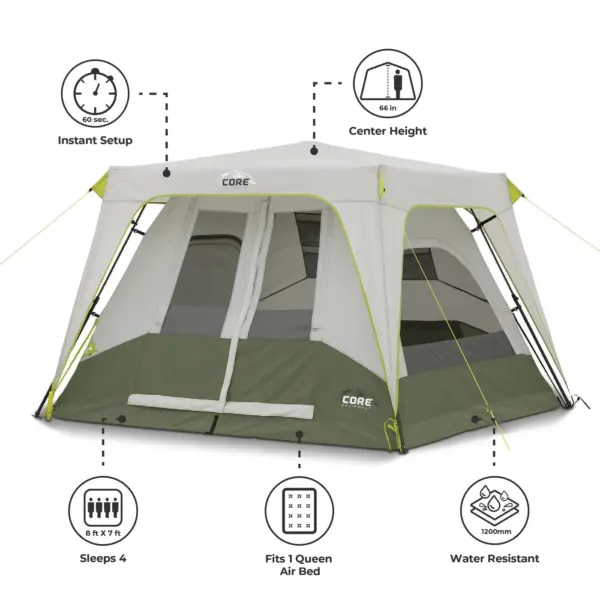چادر کر اتومات - 4 نفره کمپینگ Core 4 Person Instant Cabin Performance Tent - تصویر 14