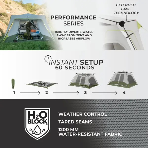 چادر کر اتومات - 6 نفره کمپینگ Core 6 Person Instant Cabin Performance Tent - تصویر 8