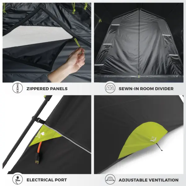 چادر کر اتومات - 9 نفره کمپینگ - بلاک نور آفتاب Core 9 Person Instant Cabin Blockout Tent - تصویر 6