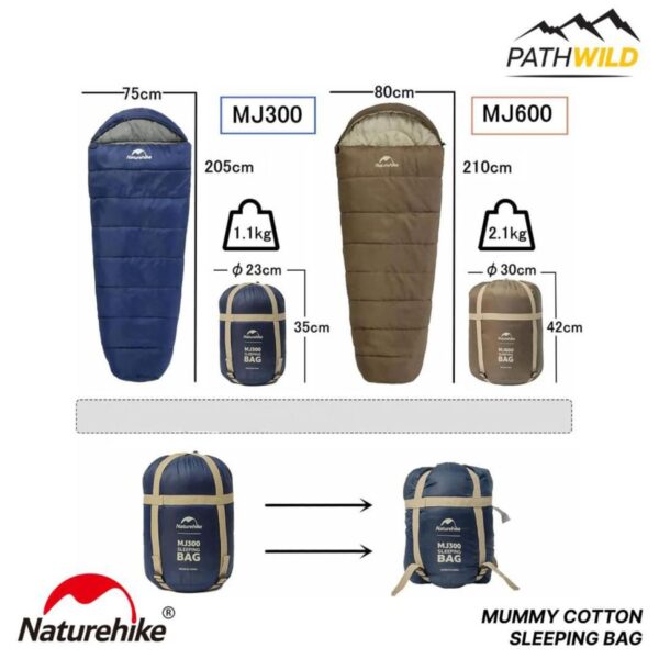 کیسه خواب نیچرهایک - کامفورت منفی 5 درجه Naturehike Mujin Mummy Sleeping Bag MJ600 - CNK2300SD014 - تصویر 13