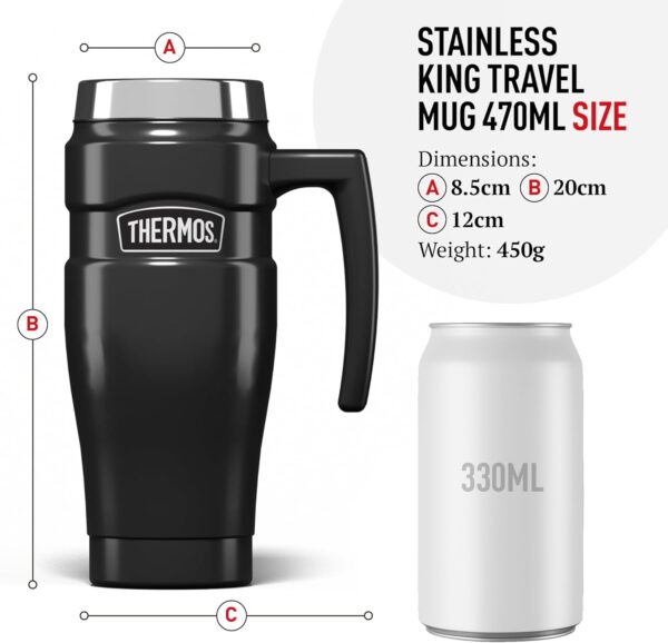 ماگ ترموس 0.470 لیتر استیل Thermos Stainless King Travel Mug 470ML - تصویر 4