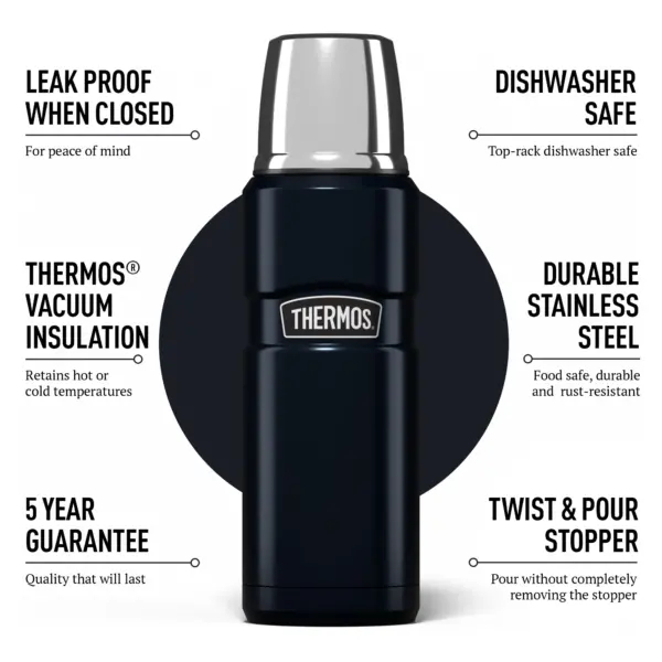 فلاسک ترموس 0.470 لیتر استیل Thermos Stainless King Flask 470ML - تصویر 10
