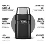 فلاسک غذا ترموس 0.710 لیتر استیل Thermos Stainless King Food Flask 710ML - تصویر 4