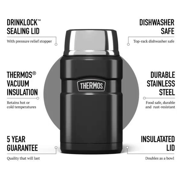 فلاسک غذا ترموس 0.710 لیتر استیل Thermos Stainless King Food Flask 710ML - تصویر 4