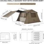 چادر نیچرهایک اتومات - 4 نفره کمپینگ - چهار فصل Naturehike Village 6.0 4-Person Instant Tent - CNK2300ZP021 - تصویر 11