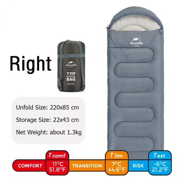 کیسه خواب نیچرهایک Naturehike Y150L Round Bottom Hooded Envelope Cotton Sleeping Bag - Nh21msd08 - تصویر 9