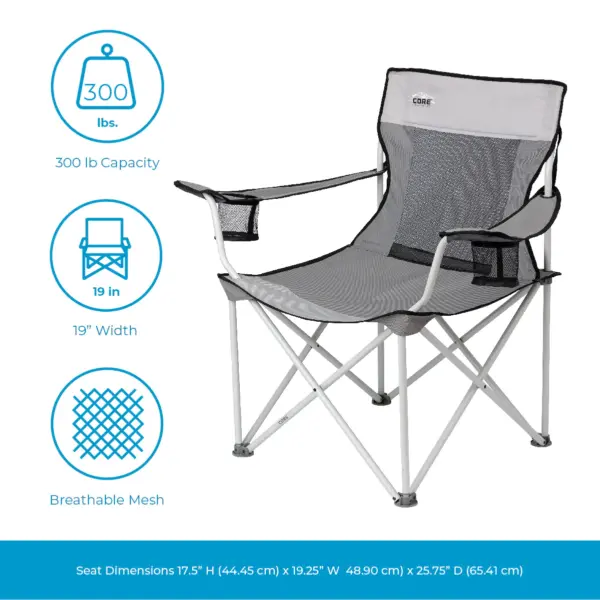 صندلی کمپینگ کر Core Mesh Quad Chair - Grey/Silver - تصویر 4