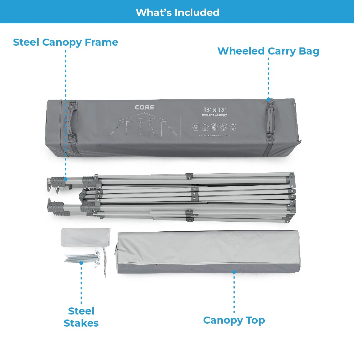 sanicamping-40155-06 کنوپی اتومات کر - سایبان 4x4 متر کمپینگ Core 13' x 13' Instant Canopy - تصویر 7