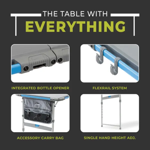 میز کمپینگ کر - 4 فوت با سیستم فلکس ریل Core 4 Foot FlexRail Outdoor Camp Table - تصویر 4