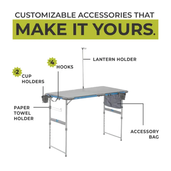 میز کمپینگ کر - 4 فوت با سیستم فلکس ریل Core 4 Foot FlexRail Outdoor Camp Table - تصویر 5