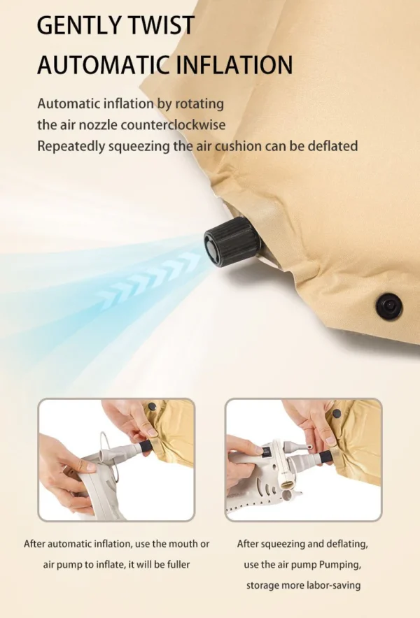 تشک بادی نیچرهایک اتومات - دو نفره - ضخامت 3 سانت Naturehike D01 Double Automatic Inflatable Cushion with Pillow - CNK2300DZ014-D - تصویر 7