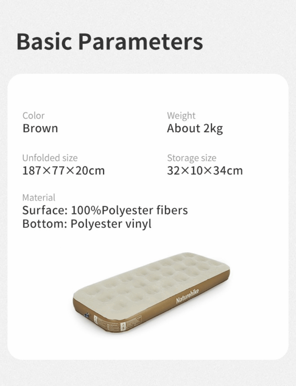 تشک بادی نیچرهایک تک نفره Naturehike C20 Single Inflatable Mattress With Air Pump - CNK2350WS018 - تصویر 5