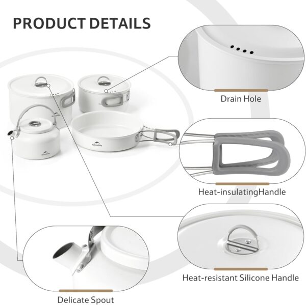 کتری نیچرهایک سرامیکی - 0.8 لیتر Naturehike Ceramic Non-Stick Kettle - CNK2450CF013 - تصویر 5