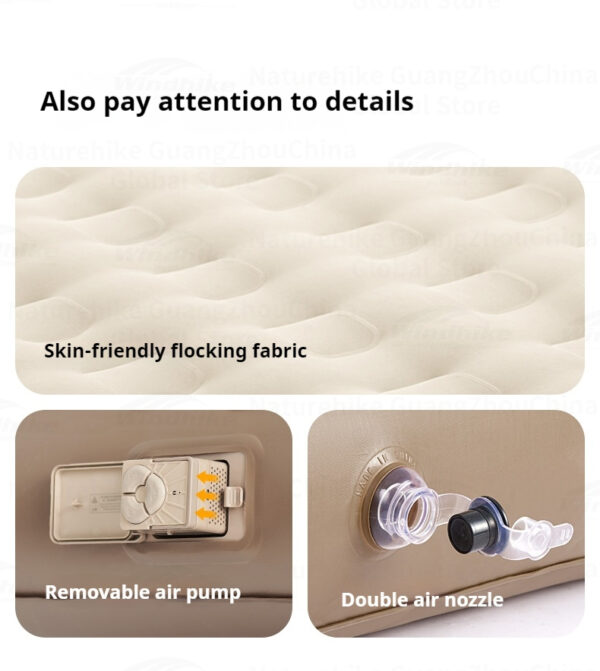 تشک بادی نیچرهایک - تک نفره - ضخامت 25 سانت با پمپ شارژی Naturehike C25 Single Built-In Pump Inflatable Mattress - CNK2550WS013 - تصویر 9