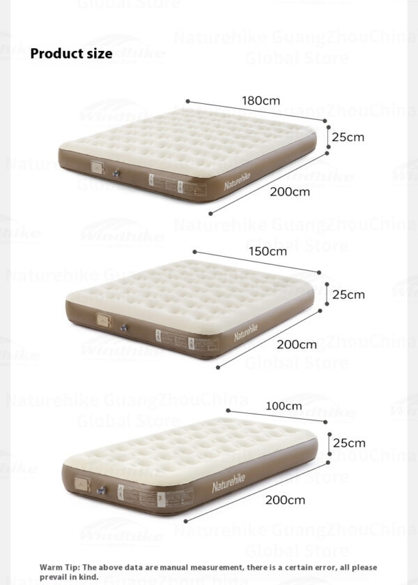 تشک بادی نیچرهایک - تک نفره - ضخامت 25 سانت با پمپ شارژی Naturehike C25 Single Built-In Pump Inflatable Mattress - CNK2550WS013 - تصویر 11