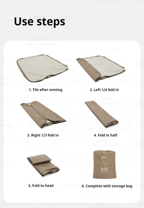 تشک بادی نیچرهایک - تک نفره - ضخامت 25 سانت با پمپ شارژی Naturehike C25 Single Built-In Pump Inflatable Mattress - CNK2550WS013 - تصویر 13