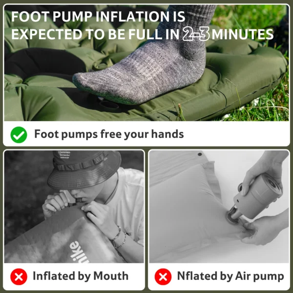 زیرانداز بادی نیچرهایک تک نفره - ضخامت 6.5 سانت - پمپ پدالی Naturehike FC01 Ultralight Single Inflatable Sleeping Pad - CNK2550WS019 - تصویر 4