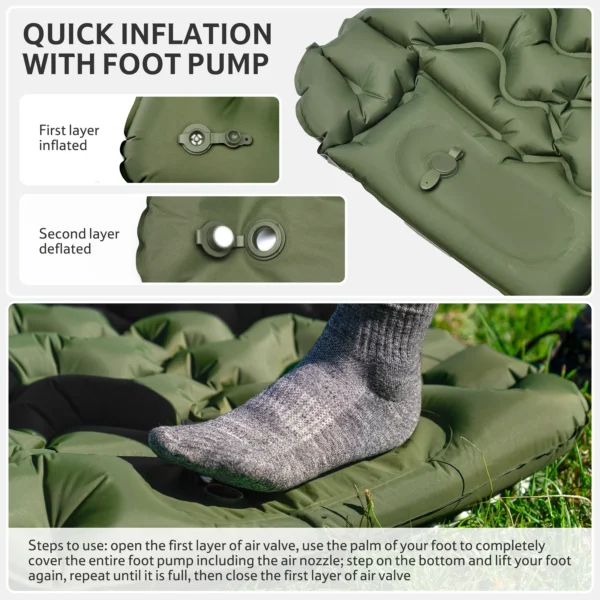 زیرانداز بادی نیچرهایک تک نفره - ضخامت 6.5 سانت - پمپ پدالی Naturehike FC01 Ultralight Single Inflatable Sleeping Pad - CNK2550WS019 - تصویر 5