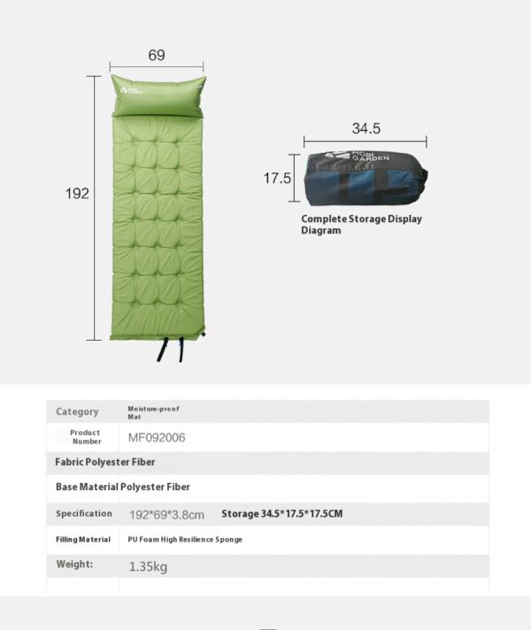 زیرانداز بادی موبی گاردن - اتومات ضخامت 3.8 سانت Mobi Garden Self Inflating Mat - MF092006 - تصویر 11
