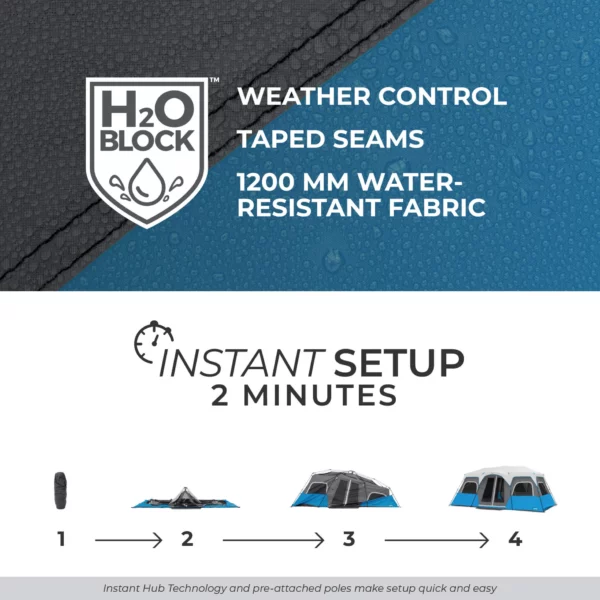 چادر اتومات کر - 12 نفره کمپینگ چراغ دار Core 12 Person Lighted Instant Cabin Tent - تصویر 4