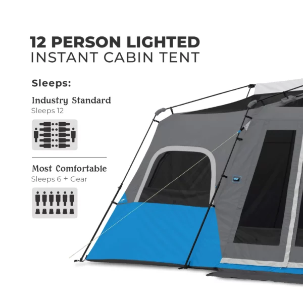 چادر اتومات کر - 12 نفره کمپینگ چراغ دار Core 12 Person Lighted Instant Cabin Tent - تصویر 8