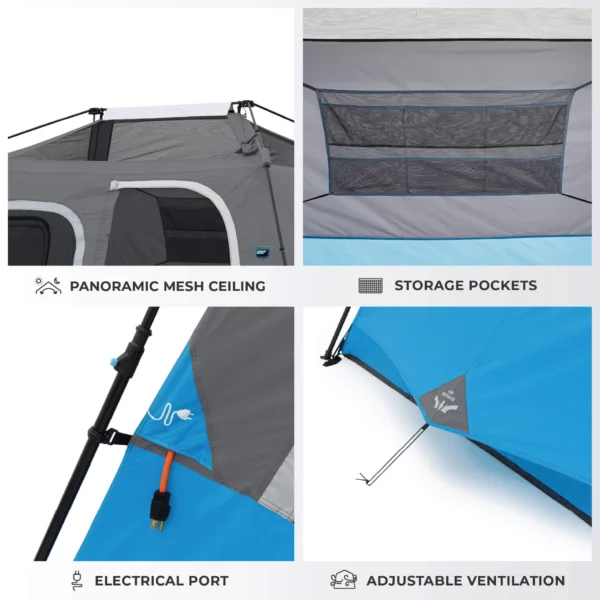 چادر اتومات کر - 6 نفره کمپینگ چراغ دار Core 6 Person Lighted Instant Cabin Tent - تصویر 5