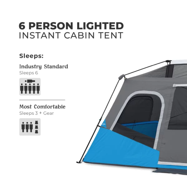 چادر اتومات کر - 6 نفره کمپینگ چراغ دار Core 6 Person Lighted Instant Cabin Tent - تصویر 8