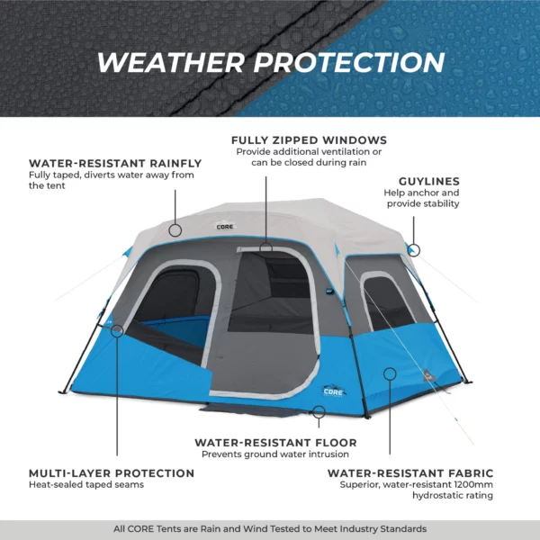 چادر اتومات کر - 6 نفره کمپینگ چراغ دار Core 6 Person Lighted Instant Cabin Tent - تصویر 9
