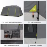 چادر اتومات کر - 9 نفره دو پوش کمپینگ Core 9 Person Instant Cabin Tent with Full Rainfly - تصویر 5