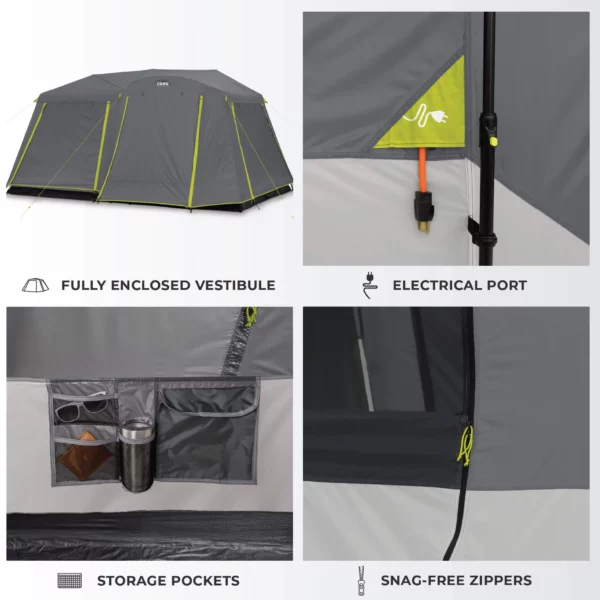 چادر اتومات کر - 9 نفره کمپینگ دو پوش Core 9 Person Instant Cabin Tent with Full Rainfly - تصویر 5